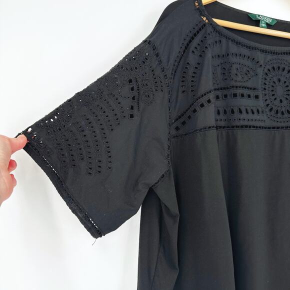 Ralph Lauren Womens Embroidered Crochet Shirt 3X Short Sleeve Boho Lightweight - Picture 3 of 9